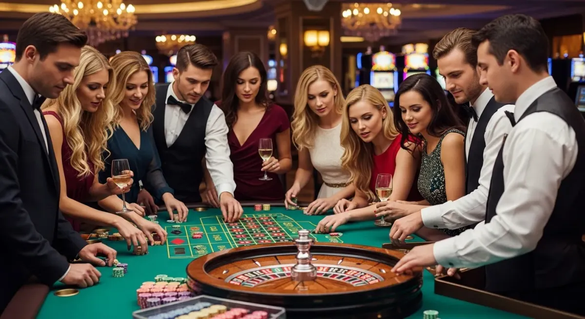 Coin Up: Lightning Elegant adults playing roulette at a casino table